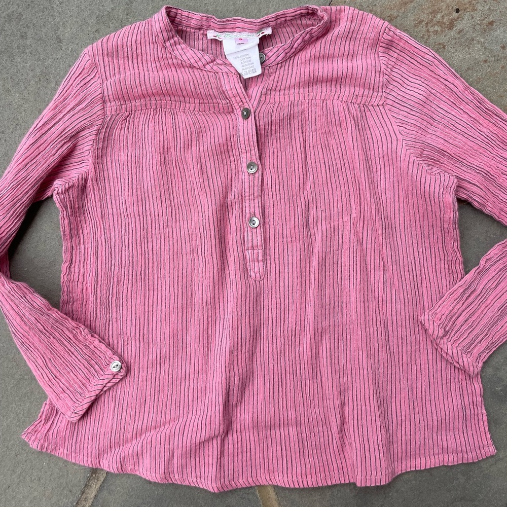Bonpoint Pink/grey pinstriped Gauze Blouse
